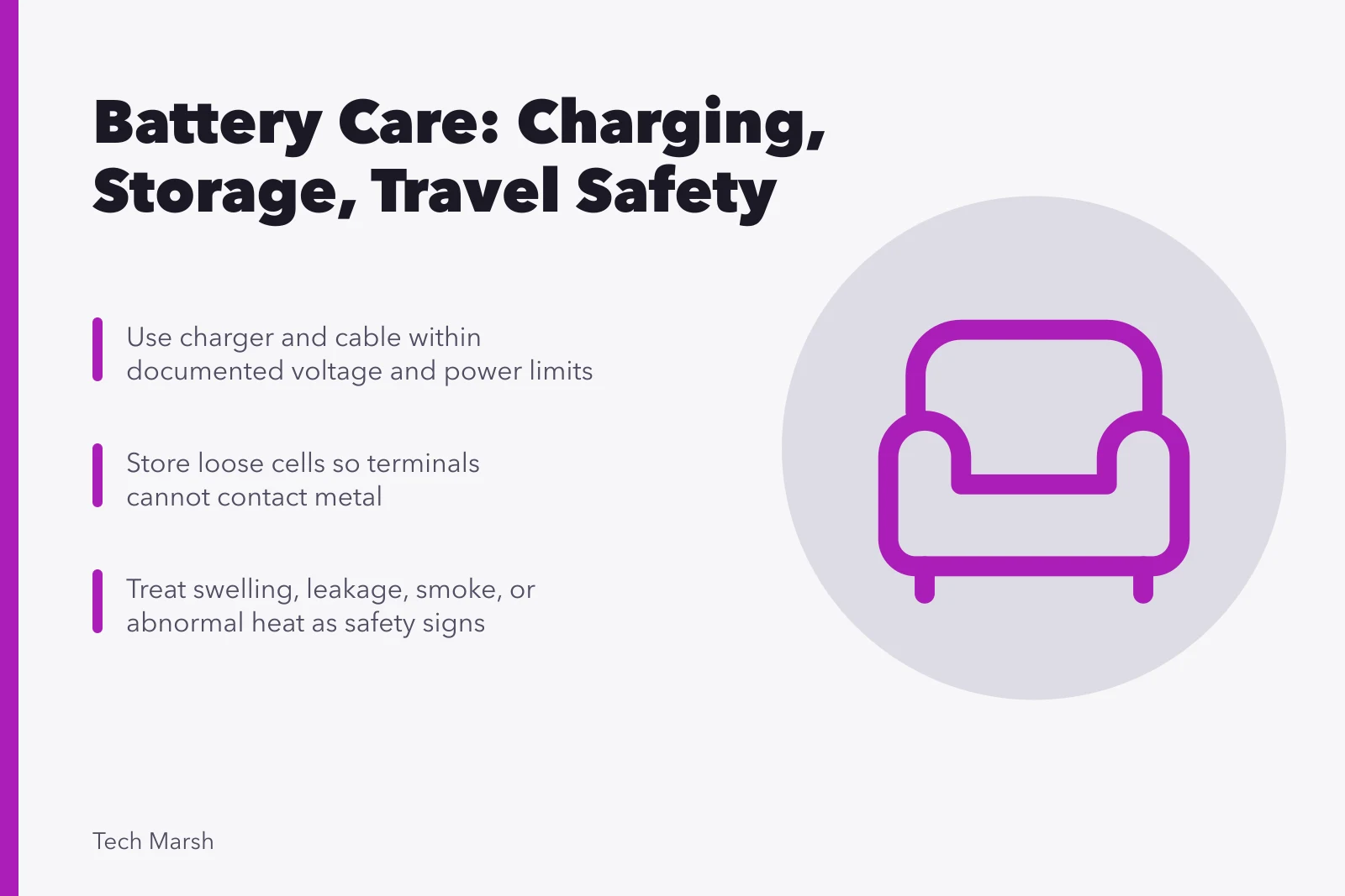 Battery care checklist for charging, storage, and safe travel. Battery care checklist for daily charging, storage, and safe travel
