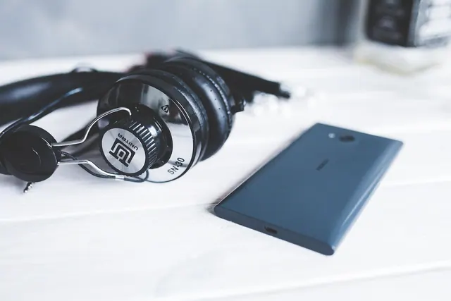 headphones, earphones, music, close-up, smart phone, smartphone, mobile, technology, tech, black, white, tech, tech, tech, tech, tech