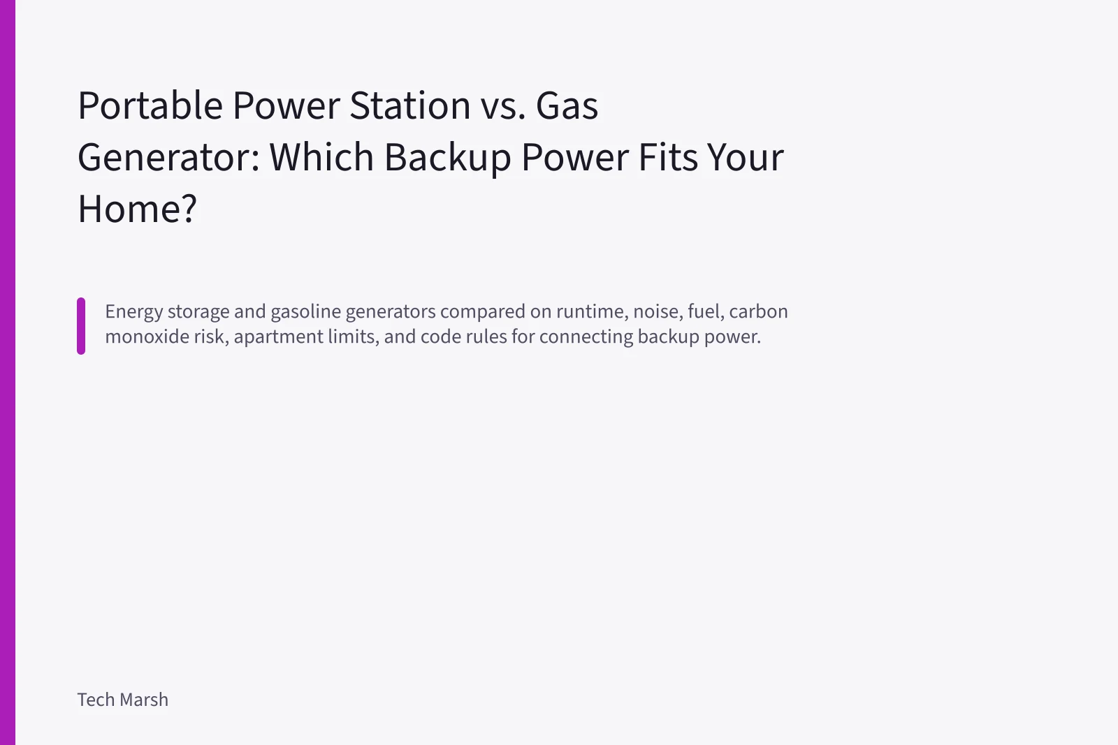 Portable power station with lit outlets beside a gas generator on concrete floor. Portable Power Station vs. Gas Generator: Which Backup Power Fits Your Home?