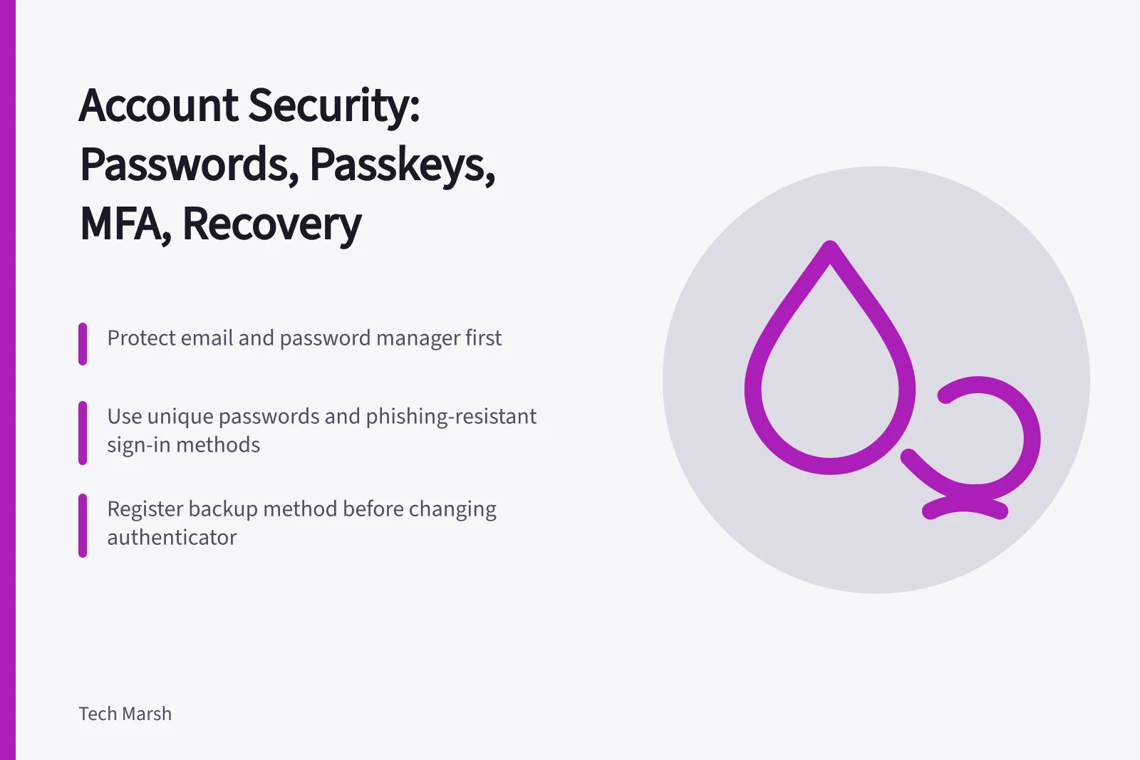 Account security guide covering passwords, passkeys, MFA, recovery, sessions, and alerts. Private account security guide: passwords, passkeys, multifactor authentication, recovery, sessions, and alerts