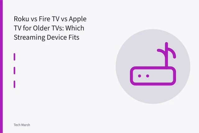 Streaming stick plugged into an older TV's HDMI port. Roku vs Fire TV vs Apple TV for Older TVs: Which Streaming Device Fits