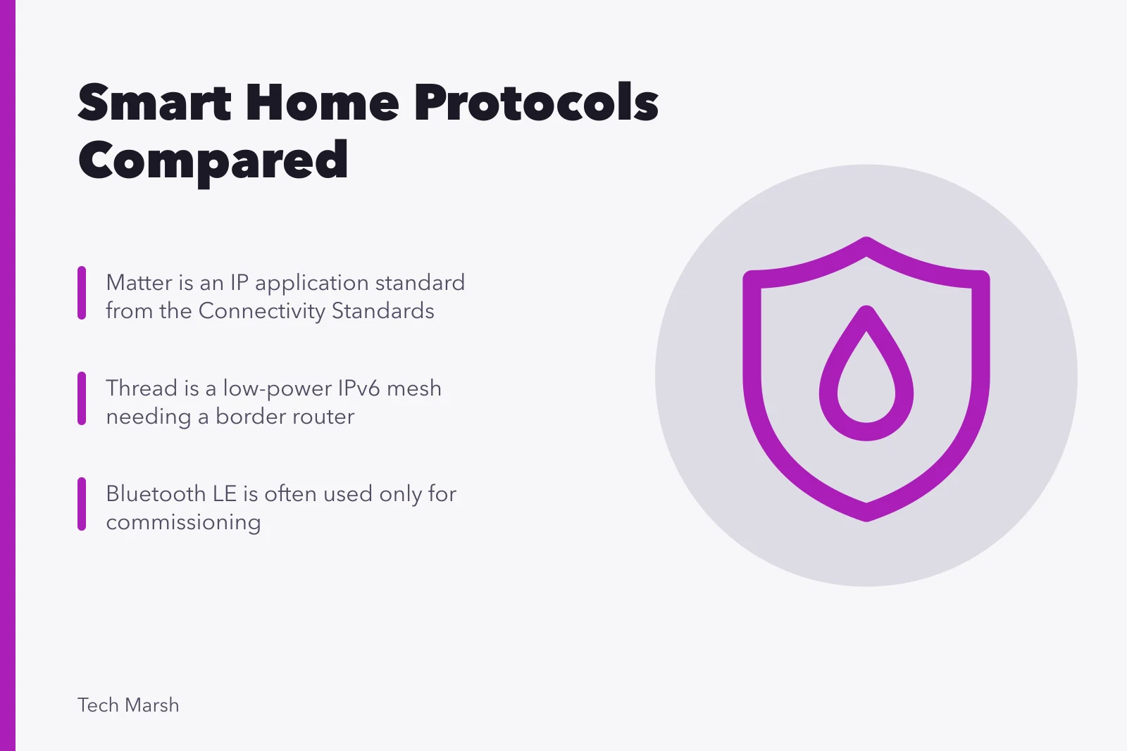 Comparison of Matter, Thread, Wi-Fi, and Bluetooth smart home protocols. Matter, Thread, Wi-Fi, and Bluetooth: smart home protocols compared