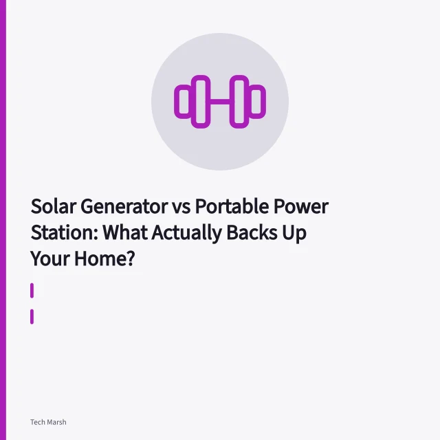 Portable power station connected to folding solar panels charging outdoors. Solar Generator vs Portable Power Station: What Actually Backs Up Your Home?