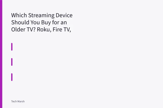 Streaming stick plugged into an older TV's HDMI port. Which Streaming Device Should You Buy for an Older TV? Roku, Fire TV, and Apple TV Compared