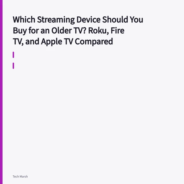 Streaming stick plugged into an older TV's HDMI port. Which Streaming Device Should You Buy for an Older TV? Roku, Fire TV, and Apple TV Compared