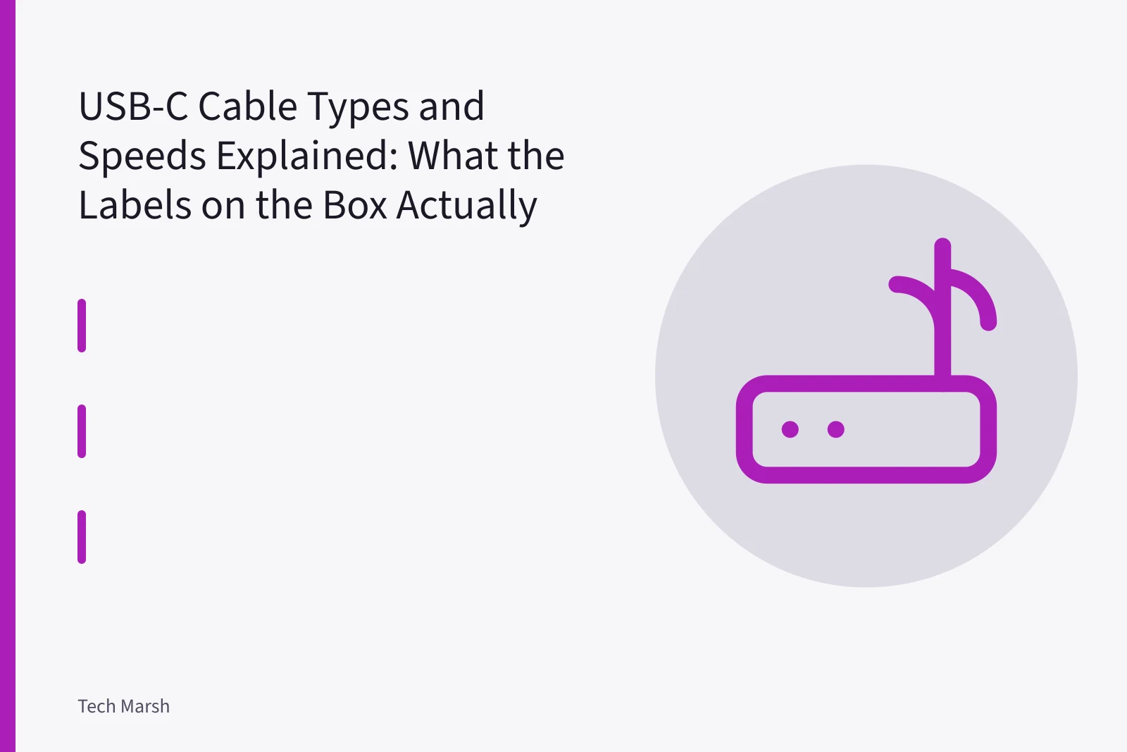 Close-up of a USB-C cable connector plug showing its oval metal tip. USB-C Cable Types and Speeds Explained: What the Labels on the Box Actually Mean