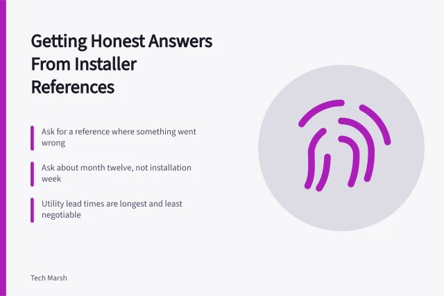 Checklist for vetting EV charger installer references and asking about problems. What owners report after using EV charger installation