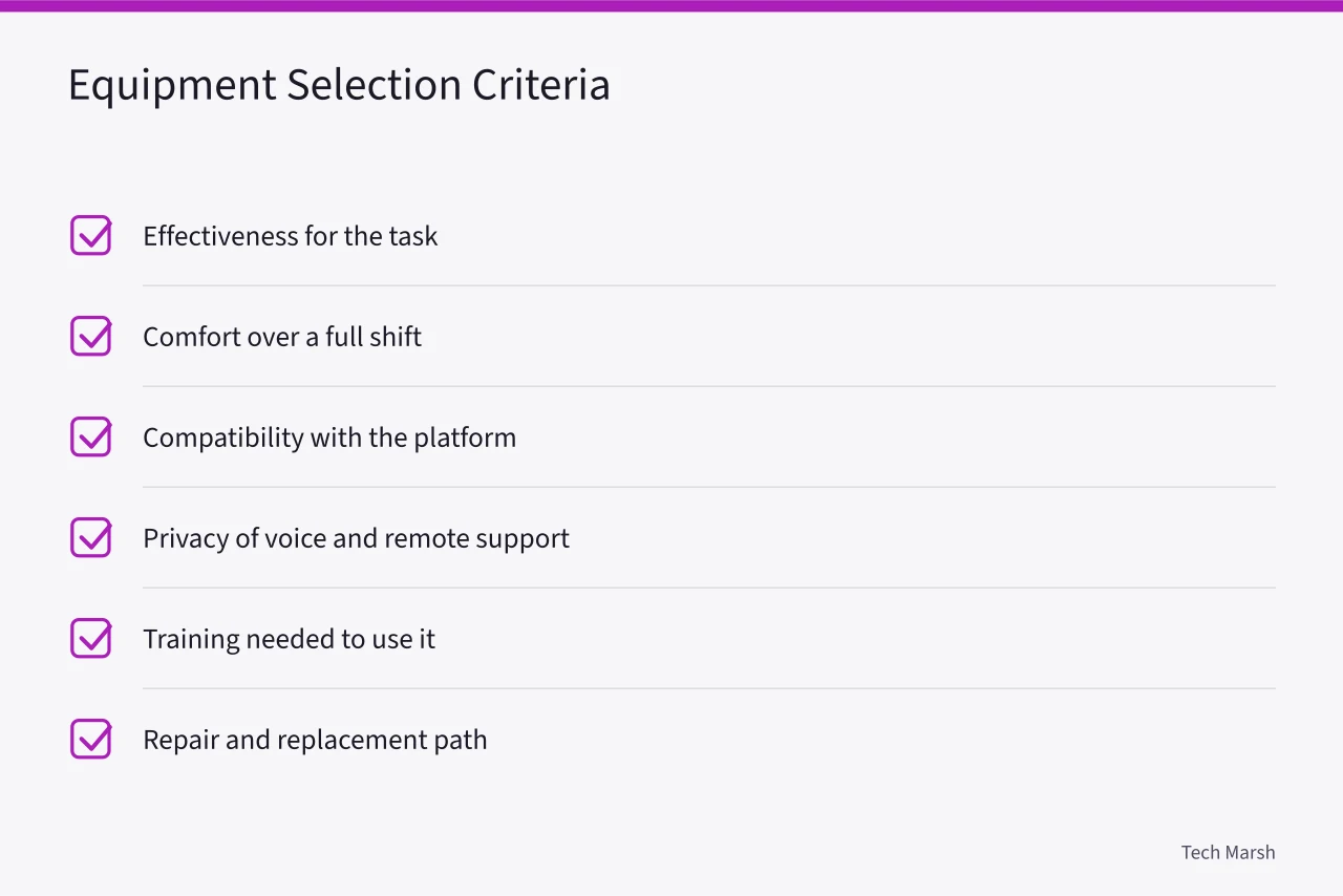Checklist of seven criteria used to compare accessible workstation equipment (Accessible workstation case: what the two-week trial actually settled)